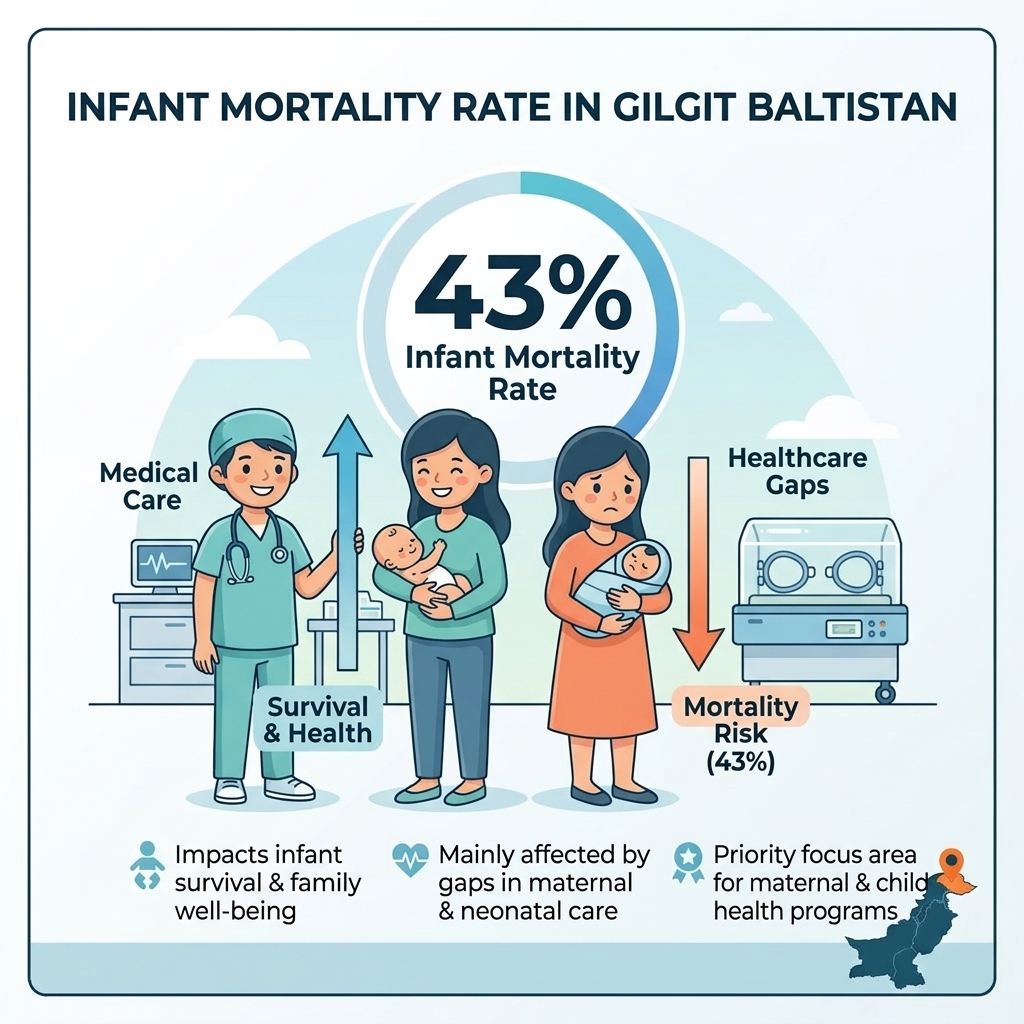 Infant mortality rate — 43 per 1,000 live births